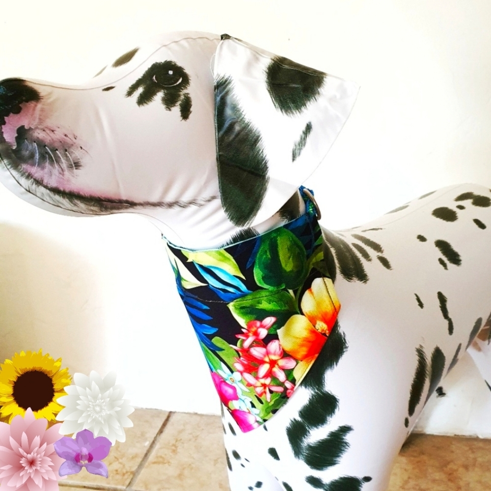 🐶 5 for $15 * Tropical / Lime Green Over The Collar Dog Bandana